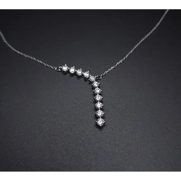 2.2 CTW Moissanite Waterfall Pendant  925 Silver GRA Certified Brilliant Jewelry - Picture 3 of 16